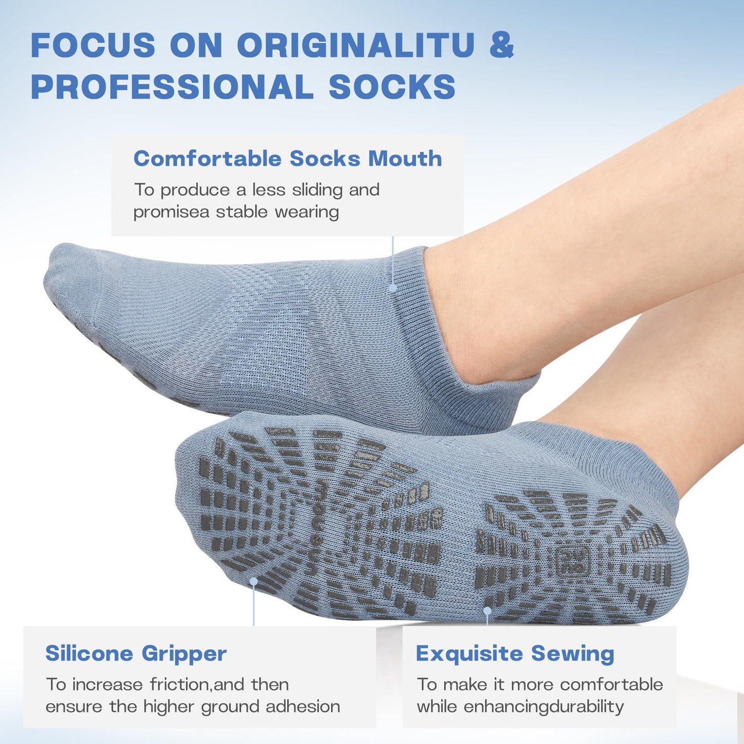 unenow 5 Pairs Pilates Socks for Women Non Slip Socks with Grips for Yoga Hospital Barre Barefoot