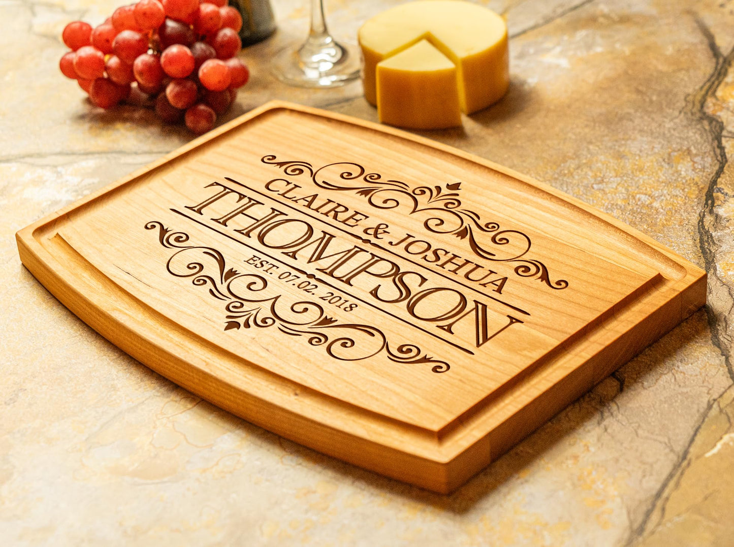 Crafted Treasures Customized Cutting Boards - Personalized Wedding Gift for Couple - Custom Engraved Charcuterie Board - Best Present Idea for Bride, Bridal Shower, Housewarming,Anniversary,Christmas