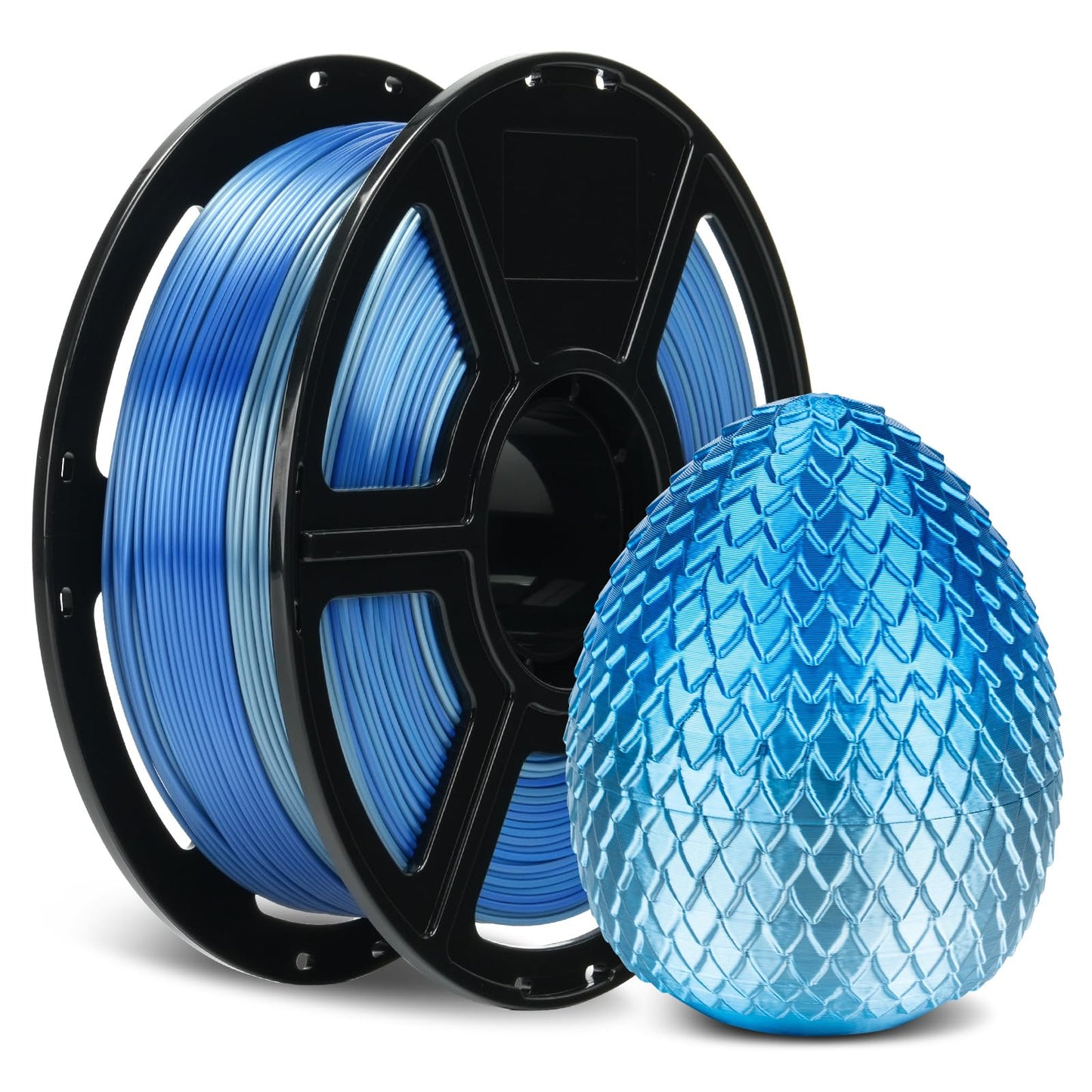 FLASHFORGE Silk Dual Color Filament, Blue to Silver Gradient, Smooth Color-Changing 3D Printer Filament 1kg (2.2lbs) Spool, 3D Printing Filament Easy to Use and Fits for Most FDM 3D Printers