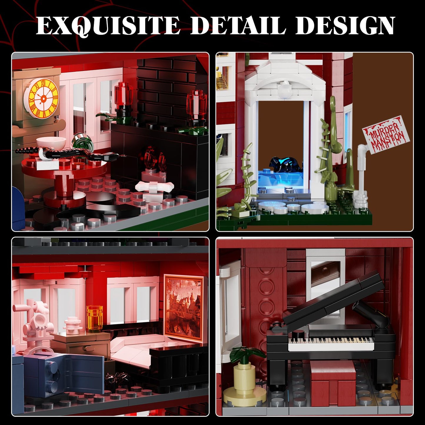 AHS Murder House Building Set, Horror Story Movie House Blocks Toy, Compatible with Lego Halloween Haunted House, Ideals Gift for Fans 18+ Boys Girls Adult (1171 PCS)