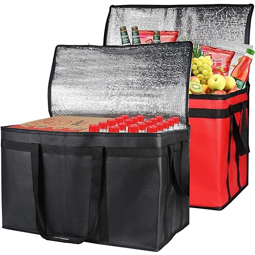 Bodaon 2-Pack Insulated Food Delivery Bag, XXX-Large Meal Grocery Tote Insulation Bag for Hot and cold Food, Commercial, L...