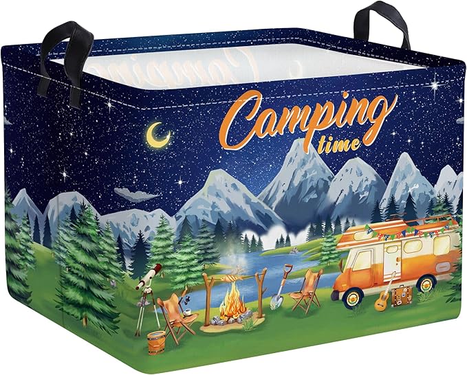 Clastyle Black Night Camping Storage Basket Clothes Toy Tool Food Picnic Basket Outdoor Beach Pool Towel Basket Rectangle ...