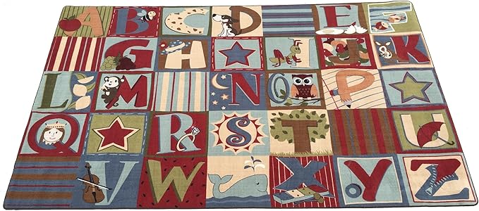 KIDCARPET.COM Alphabet Seating Rug Earth Tone, 7'6" X 12' Rectangle ABC Letter Area Rug for Children's Classroom Floor Mat Educational Rug for Learning