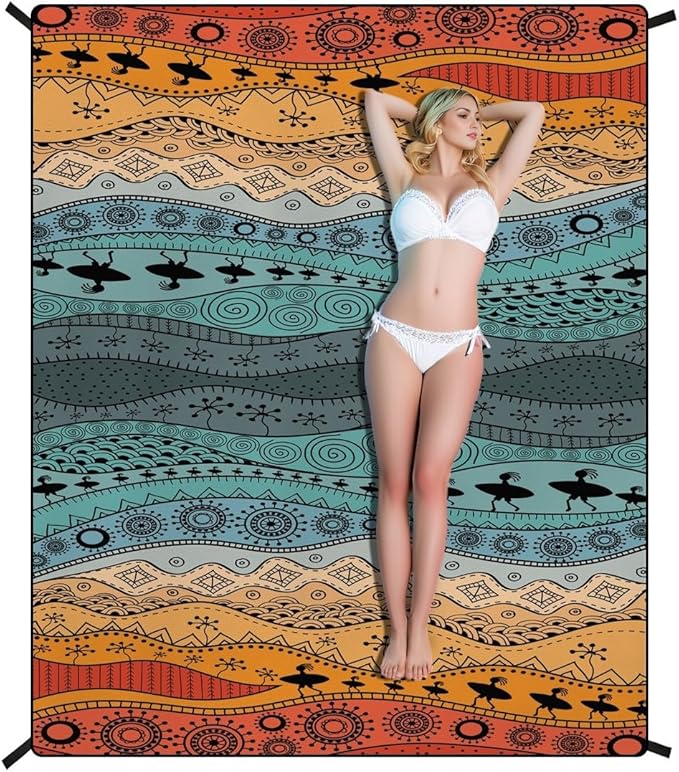 TNLG Beach Blanket Waterproof Sandproof Beach Mat, Extra Large 86.6‘’×70.8‘’, Portable Foldable, Quick Drying Outdoor Picn...