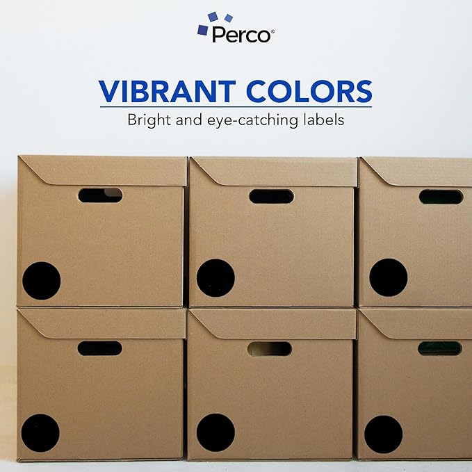 Perco Black 3-Inch Round Circle Dot Sticker Labels - Multi-Roll Pack (3 Rolls, 500 Labels Each) - Permanent Adhesive, Vibrant Colors, Strong Hold - Perforated for Easy Use - Made in USA