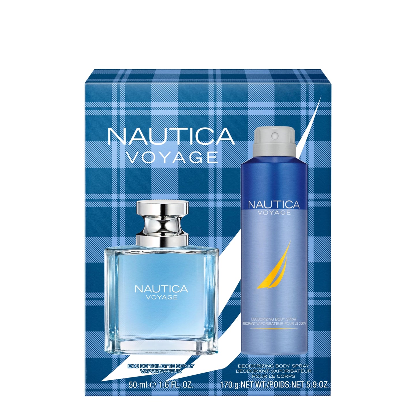 Nautica Voyage Giftset, 1.6 fl oz EDT + 6 oz Deodorizing Body Spray, Notes of Apple, Cedarwood, Mimosa, Men's Fragrance, Long Lasting, Everyday Fragrance