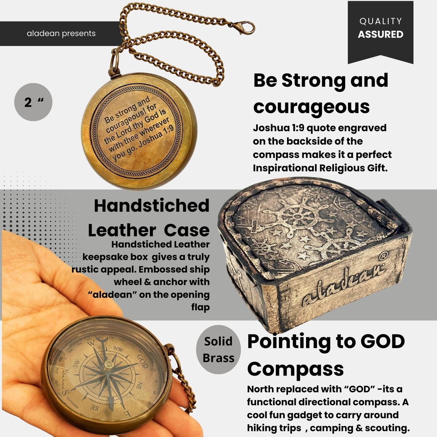 God My Lord Guide Me Compass - Inspirational Gift Engraved Greeting 2023 Graduation Day Gift, Birthday, Christmas, Baptism, Confirmation Gifts for Men Women Boys & Girls