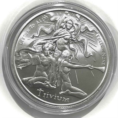 1 oz .999 Silver Shield Trivium Girls BU Round + Free Capsule + Gift Pouch