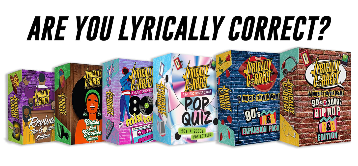 Lyrically Correct '90s & 2000s Music Trivia Card Game - Hip Hop and R&B Edition - Finish The Lyrics Challenge, Fun for Adults, Party or Family Night