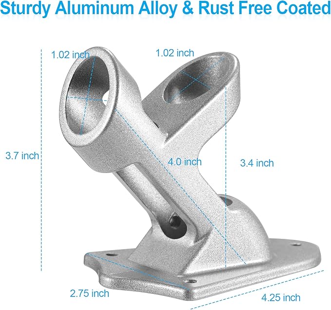 Flag Pole Holder Brackets, BONWIN 1" Flag Pole Mounting Bracket with Hardwares for House Wall Mount, 1" Inner Diameter, Two Positions & Aluminium Alloy, Rust Free Coated (Silver - 1 Pack)