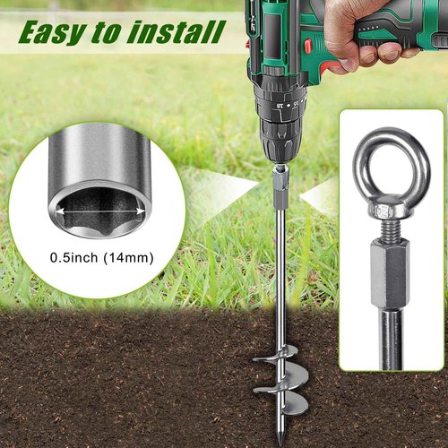 Insaga Fully Welded Ground Trampoline Anchors, 30'' Spiral Mobile Home Anchors, 6pcs Earth Anchor Heavy Duty Shed Anchor Kit with Straps for Securing Swing Sets, Animals, Trees, Tents, Shed, Carport