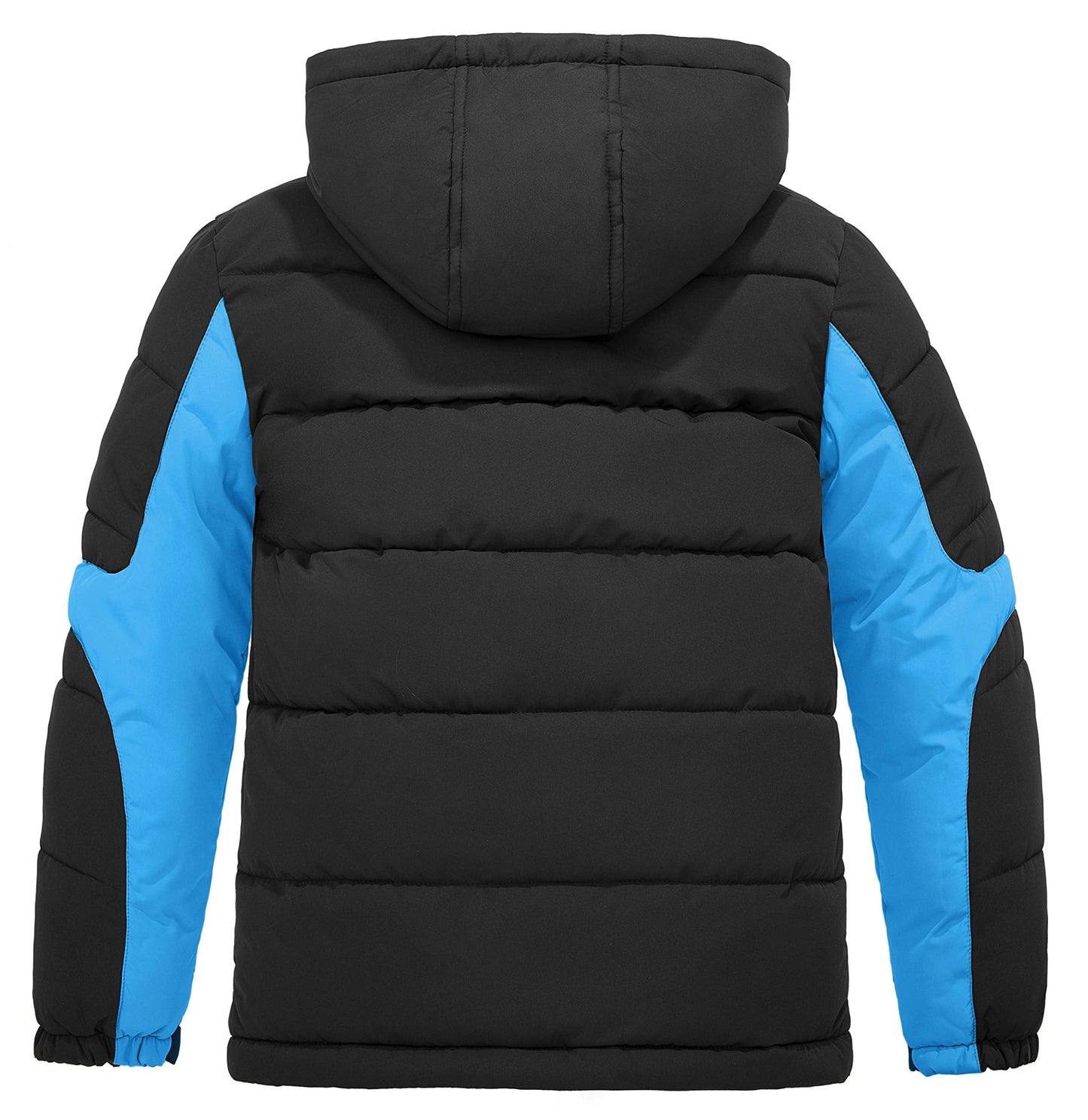ZSHOW Boys' Puffer Jacket Windproof Waterproof Quilted Outerwear Coat with Hood(Black & Blue,10-12)