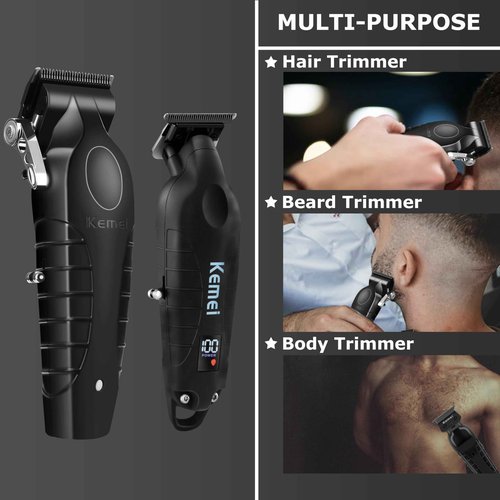 KEMEI Hair Clippers for Men, Professional Clippers and Trimmers Set, Cordless Zero Gap Trimmer for Men with LED Display, 11 Guide Combs, Mens Gifts…