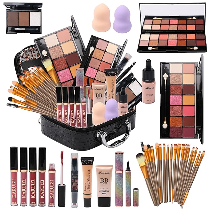 MTDXILTAI All in One Makeup Kit for Makeup storage bag 2X14 Colors Eyeshadow Palette Liquid Foundation Eyeliner Pencils Co...
