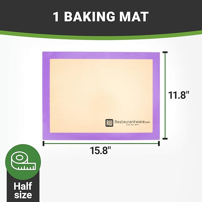 Restaurantware Half Size Baking Mat 1 Heat-Resistant Cooking Mat - Allergen-Safe Reusable And Ultra-Durable Tan And Purple Silicone Nonstick Mat For Pans And Rolling 11.8 x 15.75 Inch