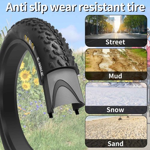 20" E-Bike Fat Tires 20 x 4.0 Folding Bead Tire for Electric Bicycles or with AV32mm Tubes Compatible Wide Mountain Snow Bike Tire (2 Tires 2 Tubes)