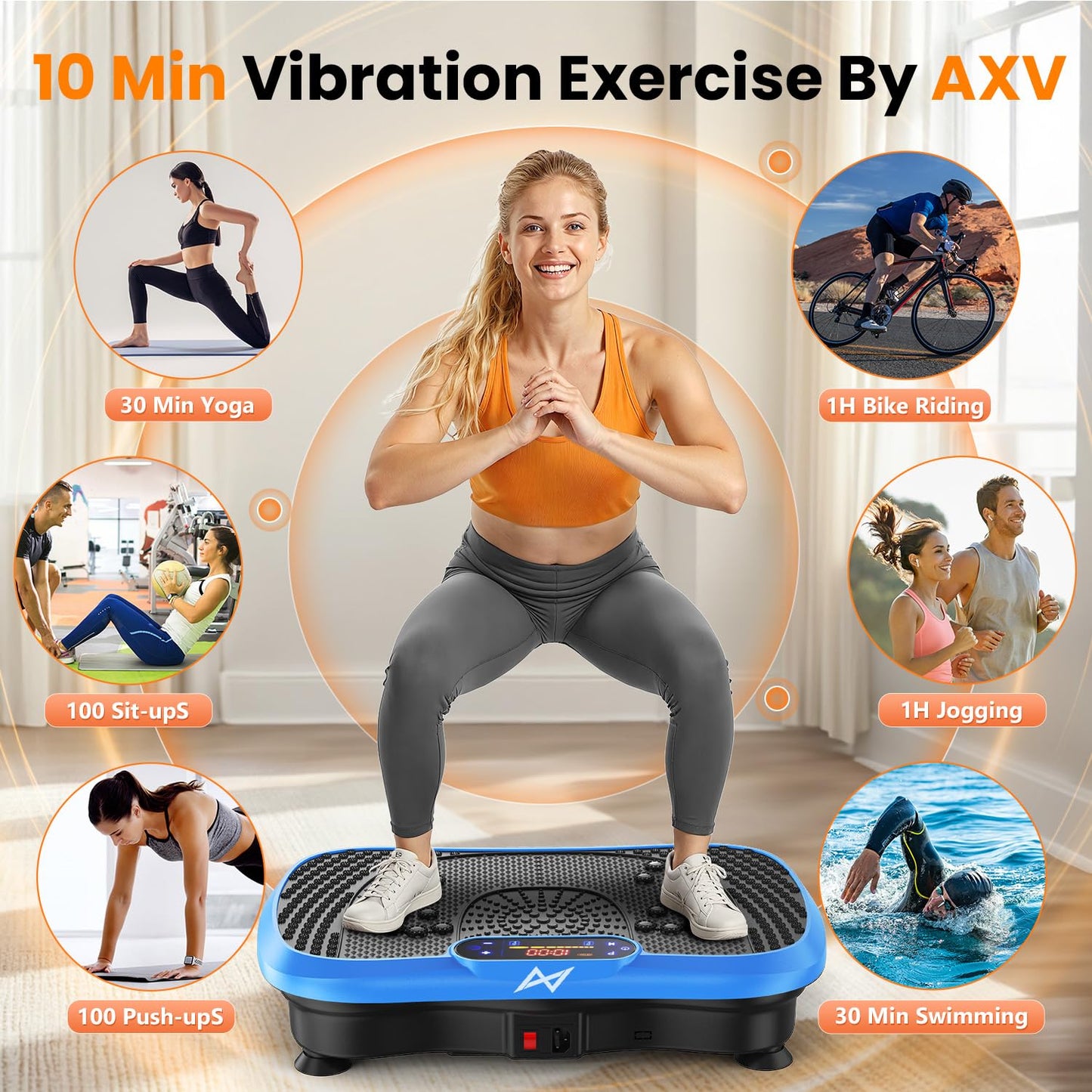 AXV Vibration Plate Fitness Platform Exercise Machine Vibrating Shaking Full Body Shaker Workout Vibrate Stand Shake Board Sport for Weight Loss Fat Burner for Gym Home Office