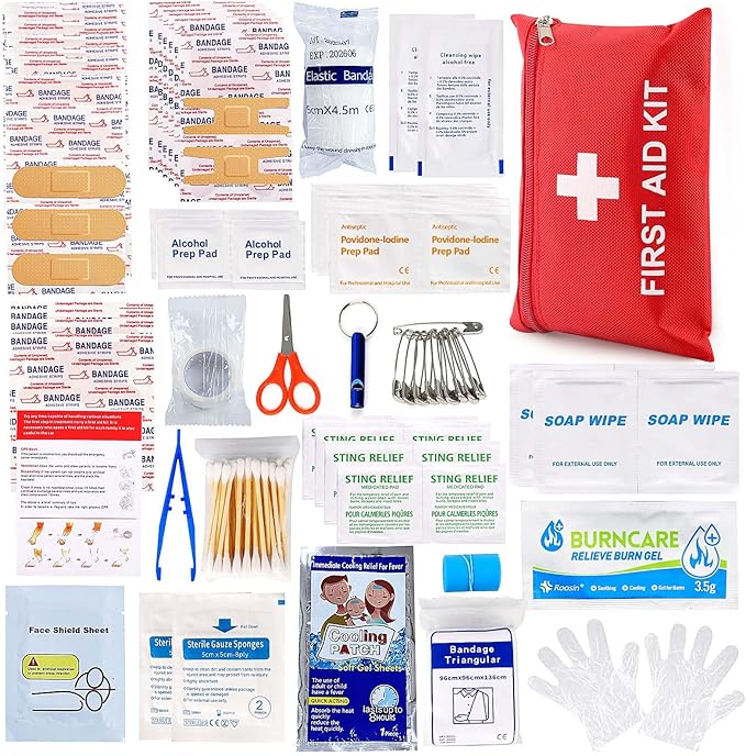 First Aid Kit for Home Car Travel 107 Piece Emergency Kits for Hiking Camping Small Trauma Kit for Boat Vehicle Lightweigh...