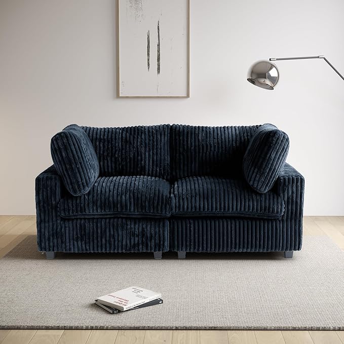 WJShome Cloud Modular Sectional Sofa,78" Plush Sofas for Living Room,Love Sofa Couch,2 Seater Comfy Couch Deep Seat Couches, Covers Washable&Replaceable (Black)