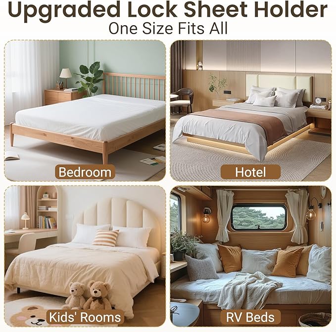 INSMART Sheet Holders - Bed Sheet Holder for Corners & Sides, Strong Elastic Sheet Straps & Grippers. Secures Fitted Sheet for Universal Fit Bed, Keep Sheets Tight All Night (Sheet Holders)