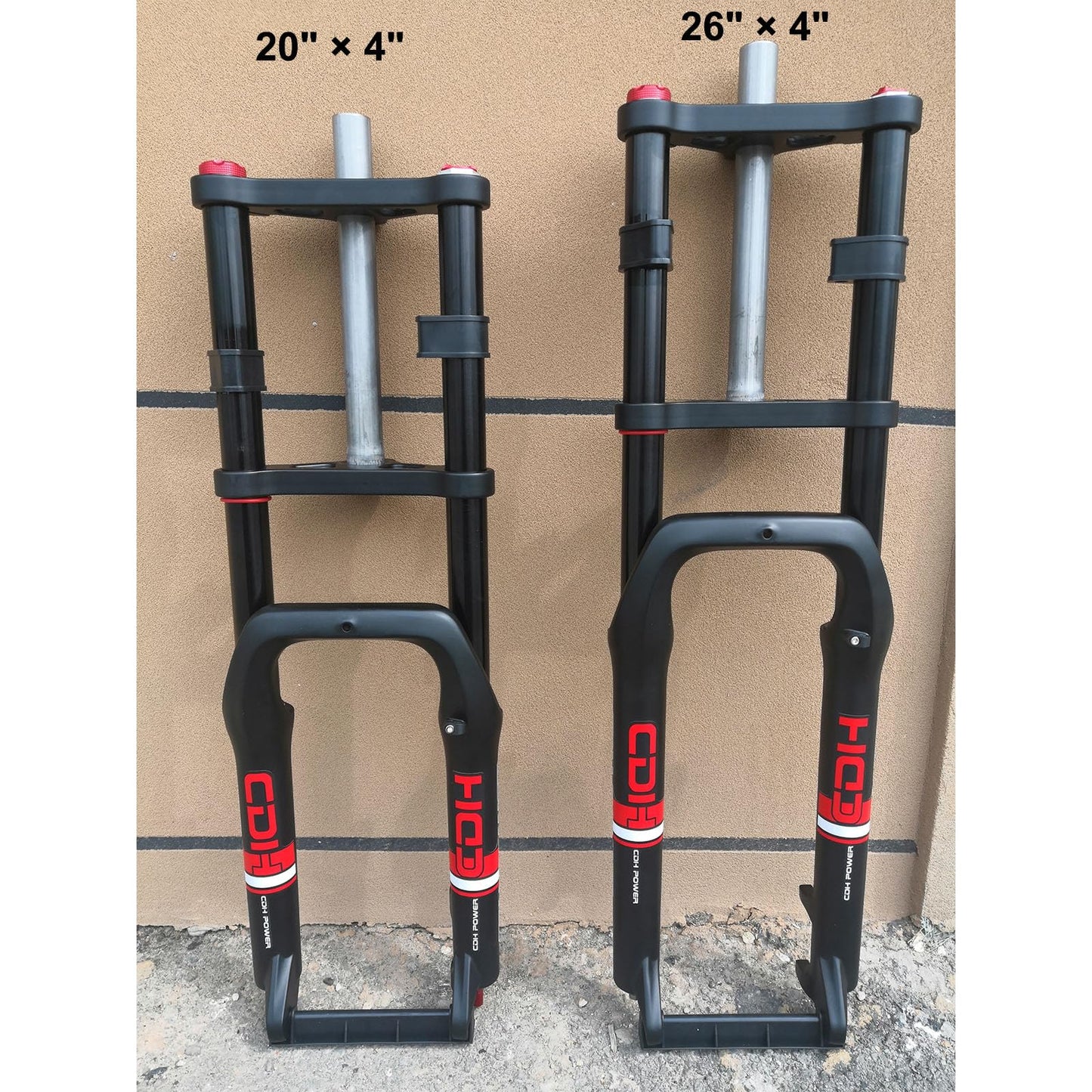 AUTES 20 inch 4.0" Fat Tire Electric Bike Air Suspension Fork, Spacing Hub 135mm 1 1/8 Straight Tube MTB Manual Lockout 9mm QR Mountain Bike Double Shoulder Ebike Front Forks(20"×4")