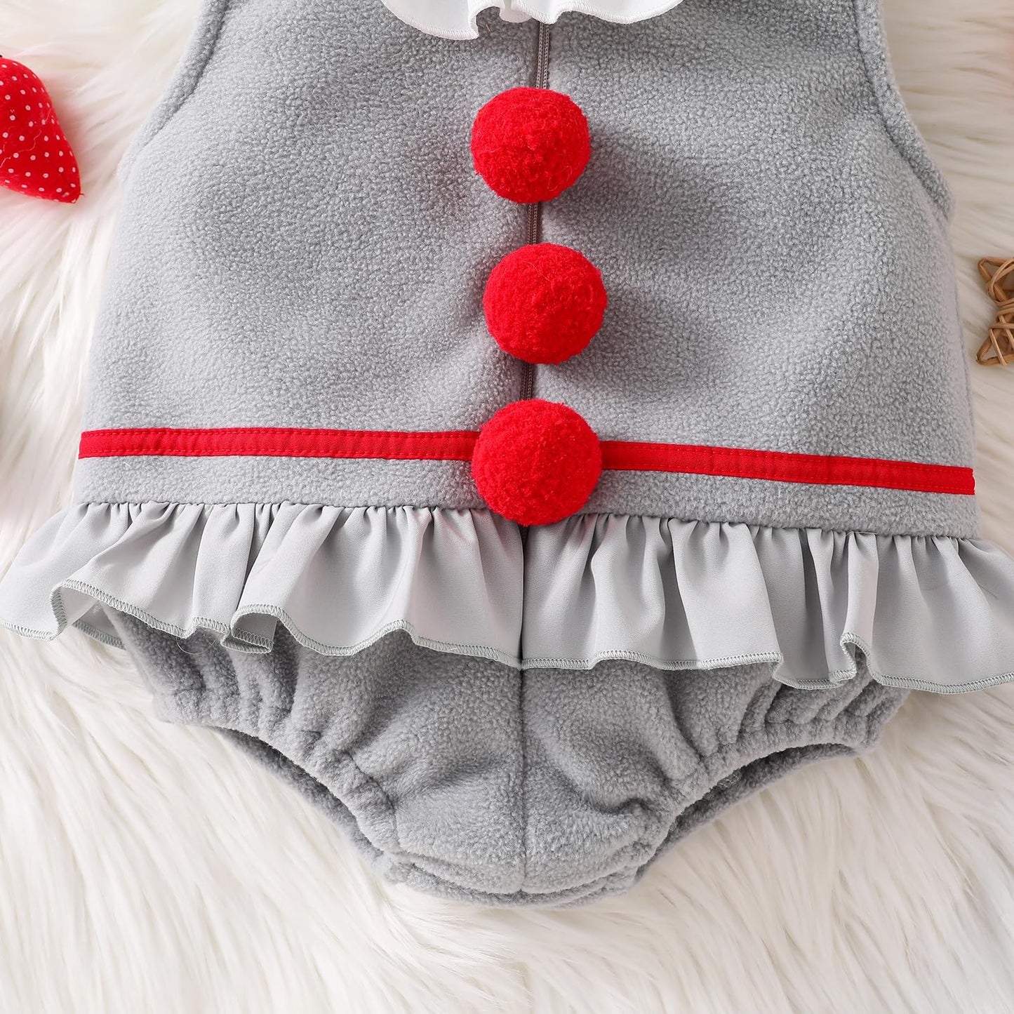 Cevoerf Clown Costume for Baby Girl Boy Halloween Costumes Joker Costume Romper Infant Baby Halloween Outfit 3 6 12 18 Month (Gray, 0-6M)