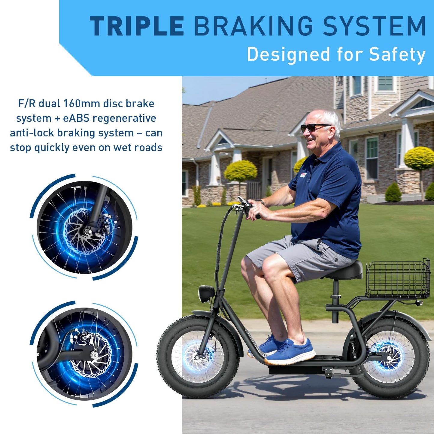 Hiboy Electric Scooter for Adults with Seat & Basket, 810W Motor, 25MPH, 34mi Range, 16" All-Terrain Tires (Snow/Mud), Dual Disc Brakes, UL2272 - 3-in-1 Commuter/Shopping/Off-Road E-scooter