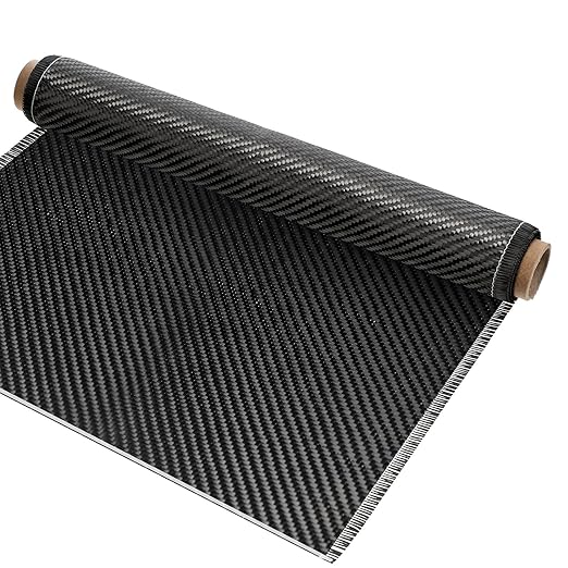 Carbon Fiber Fabric Roll, 6.5ft x12 Inches 2x2 Twill Weave 3k/220g, Black Pure Fabric Carbon Fiber Sheet Structural Reinfo...