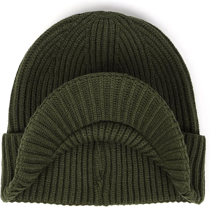 Zylioo Oversize Beanie Hats, XXL Big Size Ribbed Knit Cuffed Winter Hat for Cold Weather, Warm Skull Watch Cap