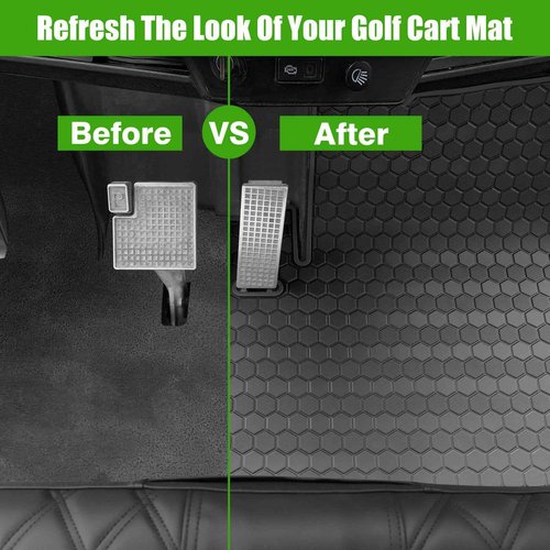Yamaha Drive2 Golf Cart Full Coverage Floor Liner Mat, Only Fits Yamaha Drive2 (2017-2023), UMAX Rally 4x4, Adventurer (2017-2023), Upgraded Non-Slip, 8MM Natural Thick Rubber Floor Mats (Black Trim)