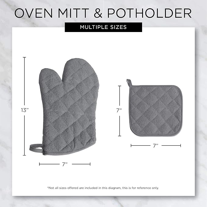 DII Basic Terry Collection 100% Cotton Quilted, Oven Mitt, Mint, 2 Piece