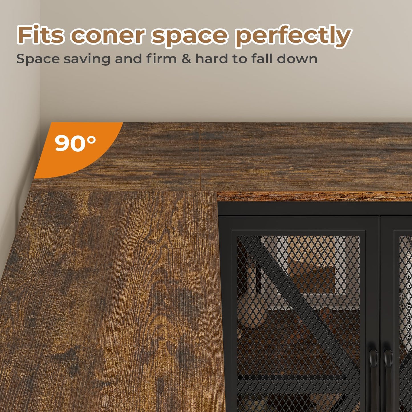 HAUOMS Corner Bookshelf, 6 Tier Industrial Convertible Bookshelf with 6 Fabric Drawers, Corner Bookcase Large L Shaped Storage Display Shelf for Home Office, Living Room, Kitchen, Rustic Brown