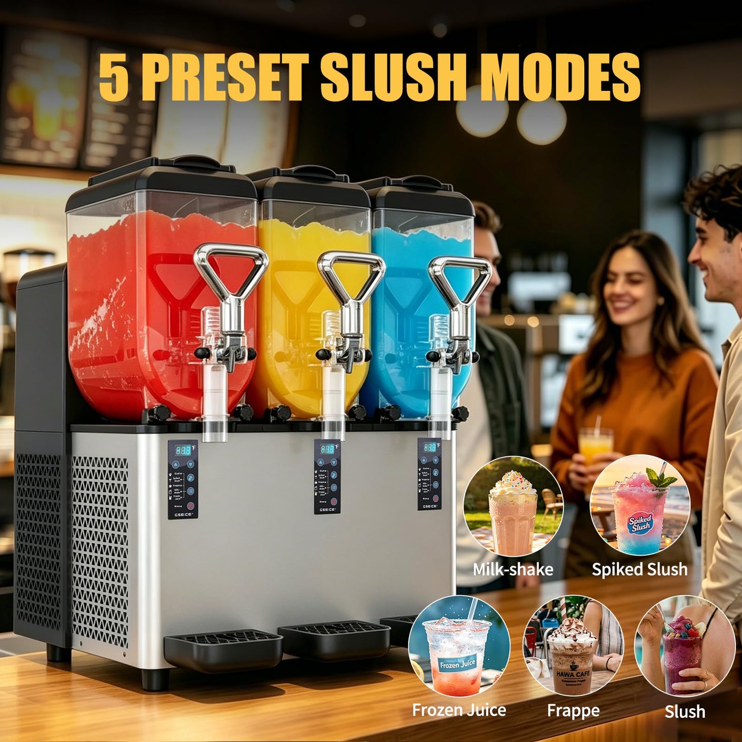 Commercial Slushie Machine, 8Lx3 Triple Tank Margarita Machine for Commercial & Home Use, 700W Countertop Slushy Machine with Auto Clean, 100 Cups Frozen Drink Maker for Restaurants/Bars/Party