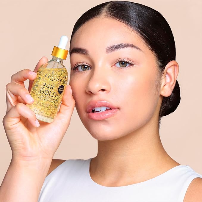 SpaLife Nourishing Anti-Aging Gold & Silver Serums (Anti-Aging 24k Gold & Collagen) 110 ml (3.7 Fl. Oz.) - Boosts Firmness, Hydration, and Radiance