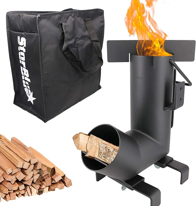 Camping Rocket Stove by StarBlue with FREE Carrying Bag - A Portable Wood Burning Camping Stove with Large Chamber Best fo...
