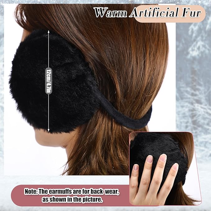 SATINIOR 5 Pcs Winter Beanie Hat Scarf Gloves Set Fleece Lined Knit Hat Warm Touch Screen Gloves Earmuff Warmer for Women(Black,Trendy Style)