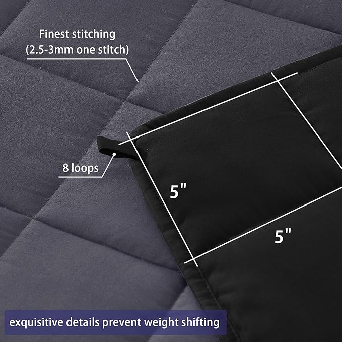 yescool Weighted Blanket for Adults (20 lbs, 60" x 80",Grey& Black) Cooling Heavy Blanket for Sleeping Perfect for 190-210 lbs, Queen Size Breathable Blanket with Premium Glass Bead, Machine Washable