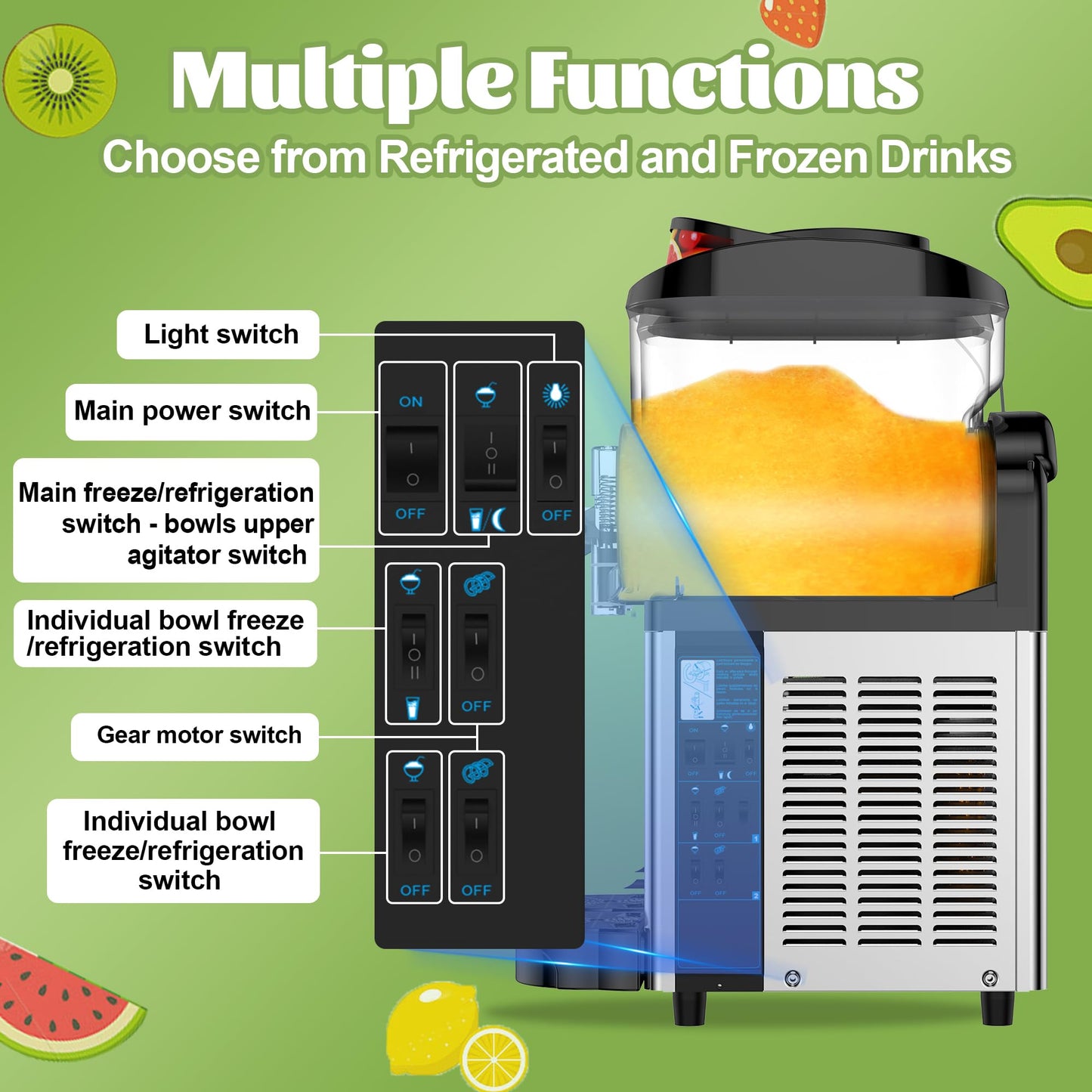 Commercial Slushie Machine 12Lx2 Tank, Slushy Machine Slush Maker 24L, Frozen Drink Maker for Cocktail Margarita Smoothie Milkshake, No Ice Needed, Restaurant Bar Cafés