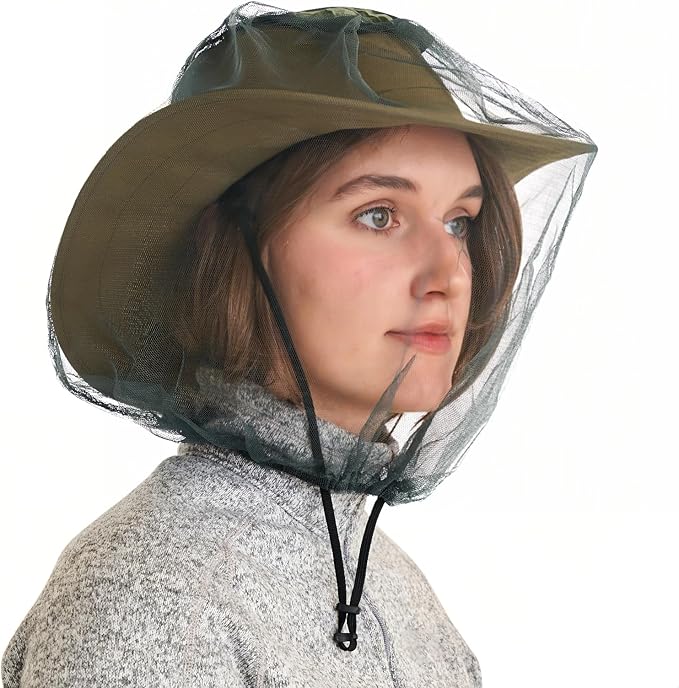 Premium Mosquito Head Net with Drawstring - Extra Fine Mesh & Breathable Design for Camping, Hiking, Fishing | Adjustable ...