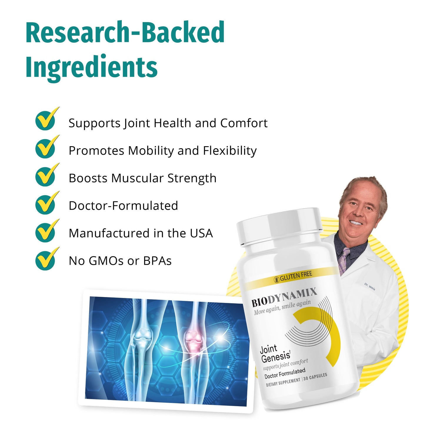 BioDynamix Joint Genesis, Joint Support Formula, Promotes Joint Function, Comfort, and Flexibility, 30-Day Supply, 3 Pack