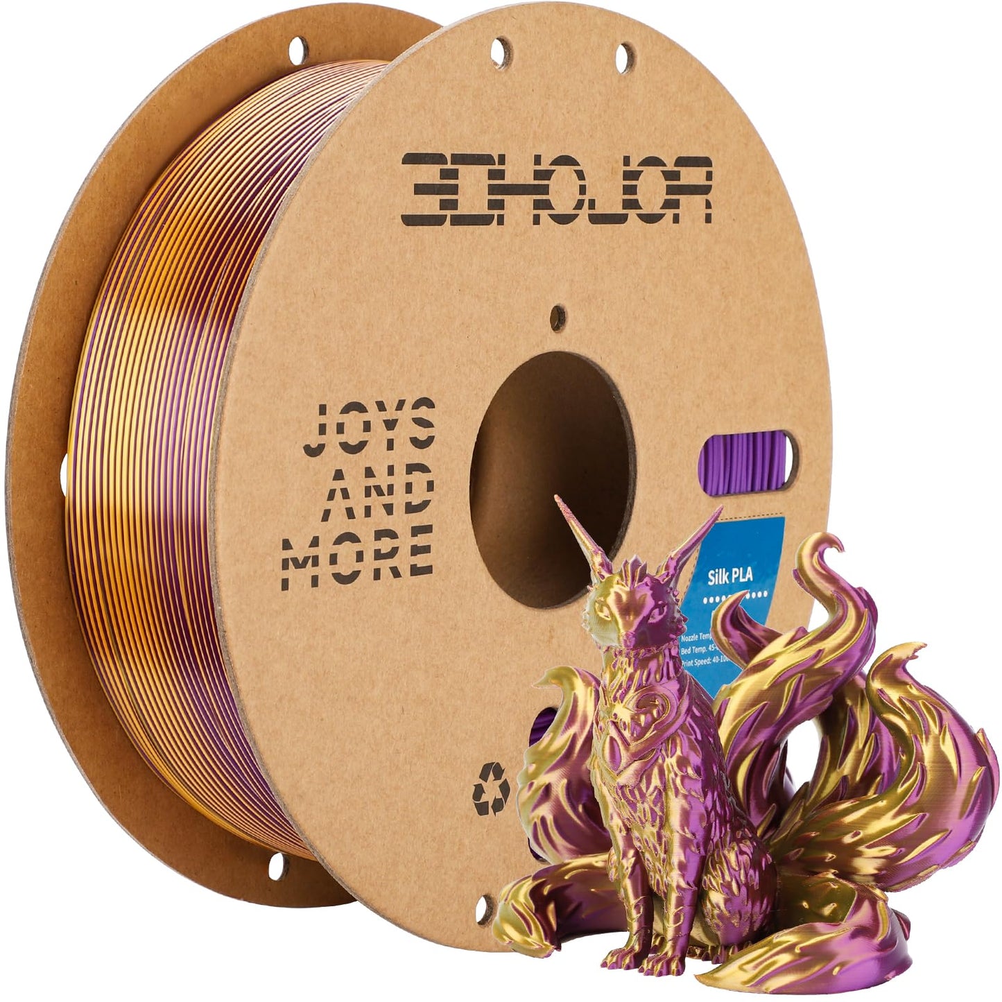 3DHoJor Silk PLA Filament 1.75mm Purple Gold Dual Color PLA 3D Printer Filament 2 in 1 Coextrusion 1KG Spool(2.2lbs) 3D Printing