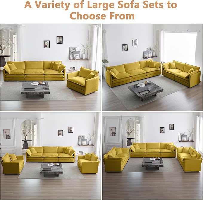 mikibama Luxury Loveseat Sofa Couch, 76" Modern Chenille Deep 2-Seater Cloud Couch with 2 Armrest Pillows and 2 Toss Pillows, Love Seat for Living Room Bedroom Office Apartment, Yellow