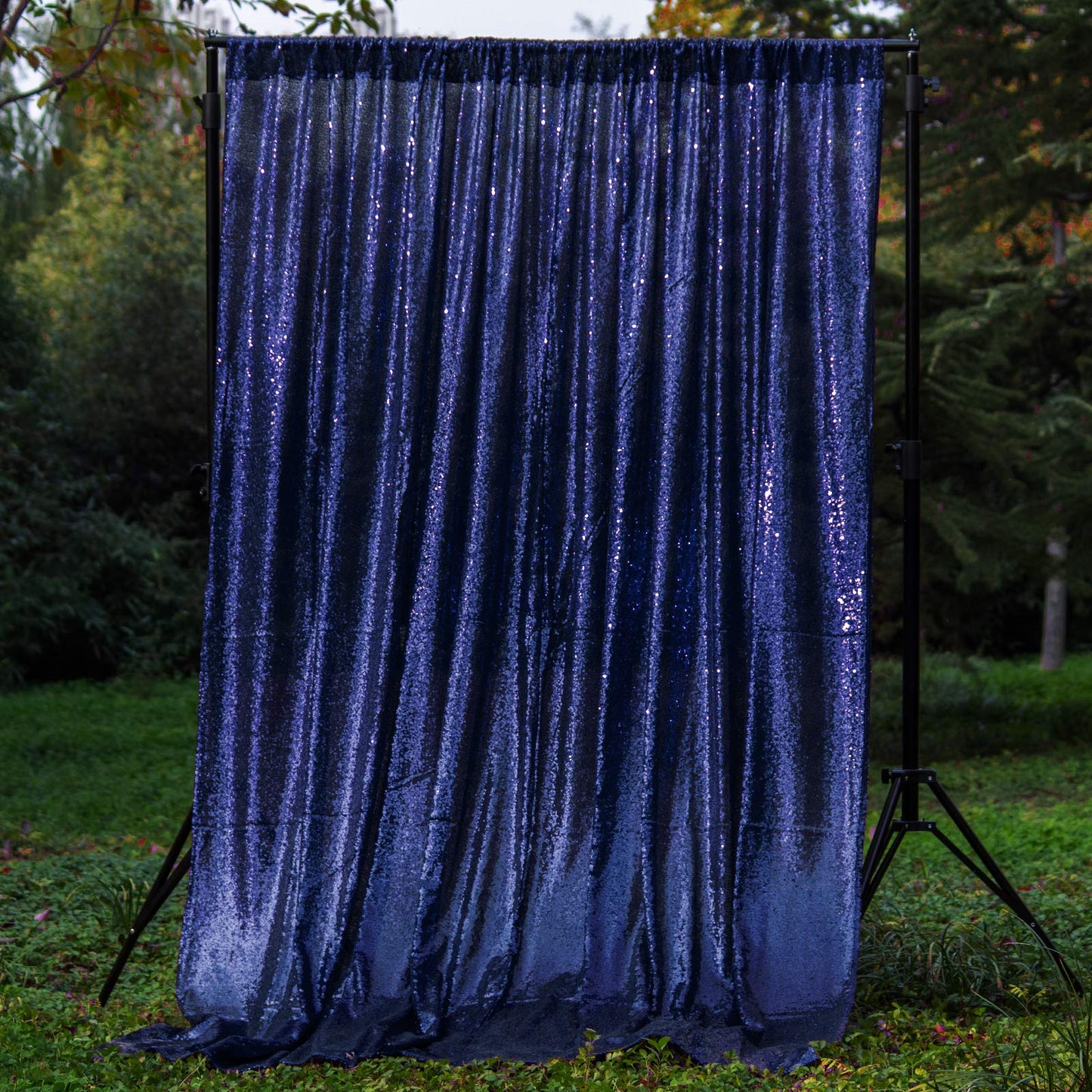 JYFLZQ Navy Blue Sequin Backdrop Curtains 4ft x 6.5ft 1 Panel Glitter Photo Booth Backdrops Sparkly Photography Background Drapes for Parties Wedding Bridal Showers