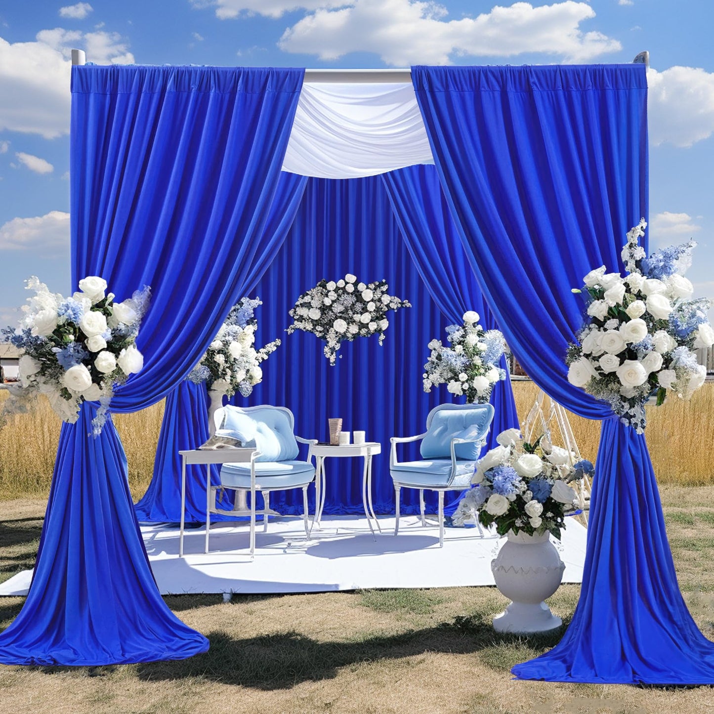 Royal Blue Backdrop Curtain 2 Panels-Wrinkle-Free Royal Blue Curtains Polyester Photography Drapes for Baby Shower Birthday Party Photo Background Backdrop Stand- 8 X10FT (Royal Blue)