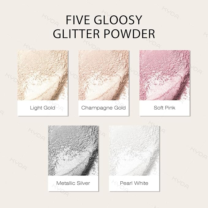 KYDA Highlighter Powder Spray, High Gloss Glitter Spray, Sparkling Powder Makeup, for Face and Body Glitter Cosmetic-Champagne Gold