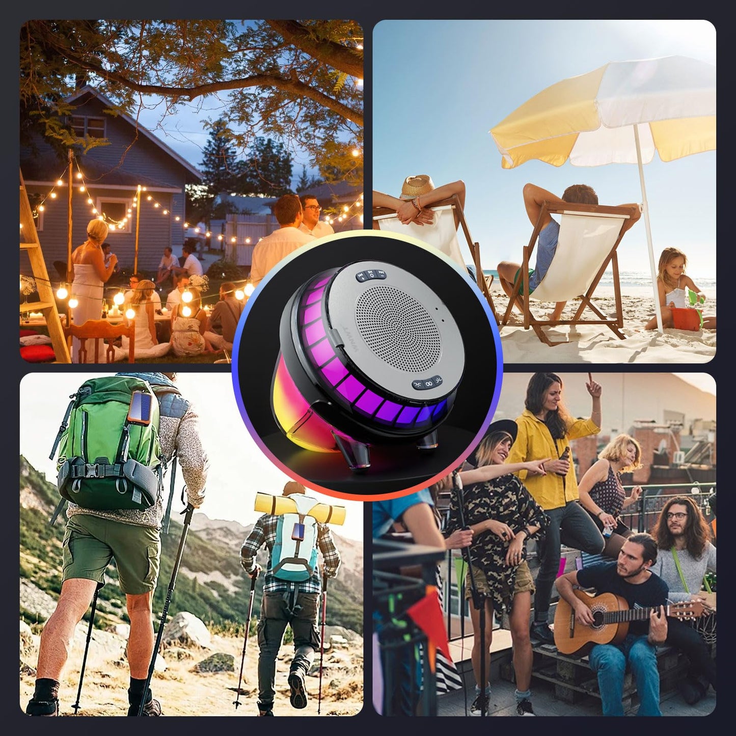 WNWT Floating Speaker for Pool, IPX7 Waterproof Floating Hot Tub Speaker with Colorful Lights, 15W Stereo Loud Sound, TWS, Portable, Wireless Party Gifts for Shower, Spa, Beach