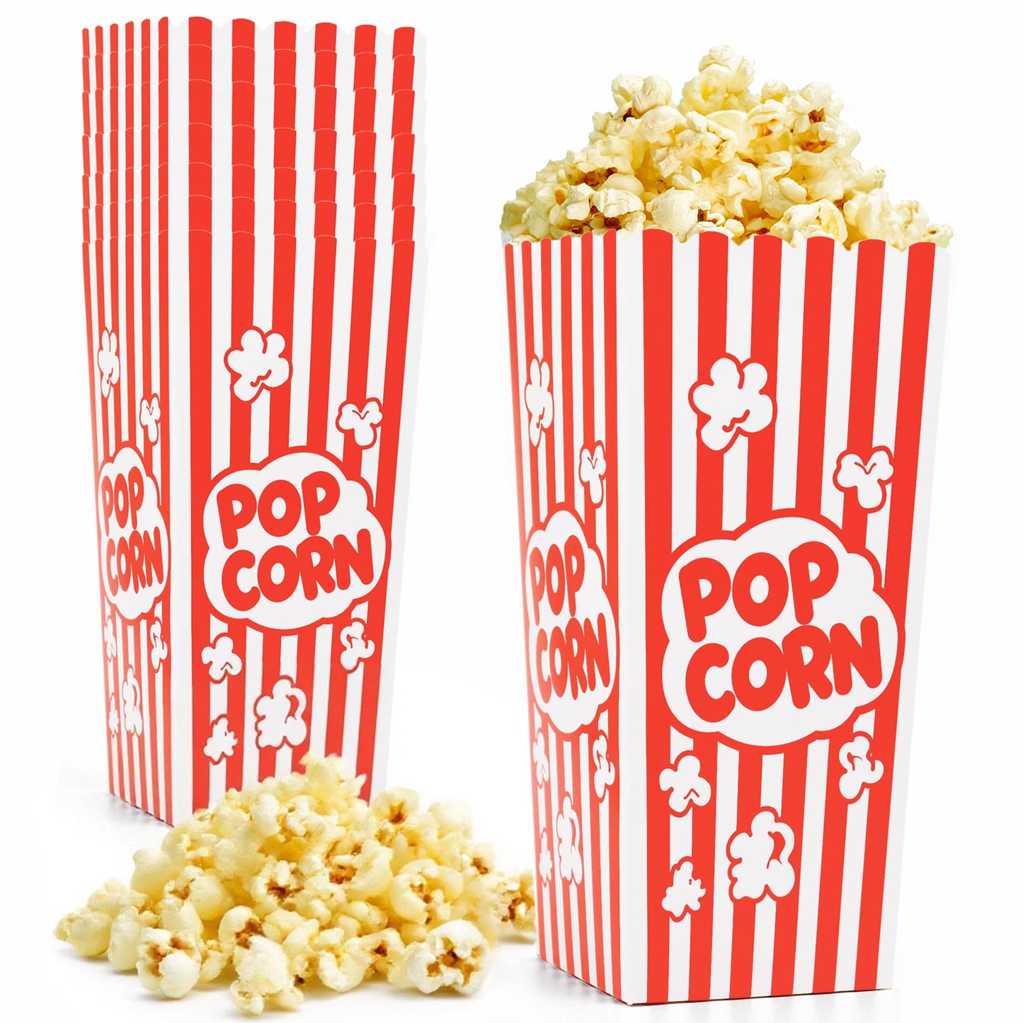 Homrelaxy 24 Pcs Popcorn Boxes, Large Capacity Popcorn Containers Buckets for Pop Corn Machine, Movie Night, Cinema, Carnival, Party, Concessions