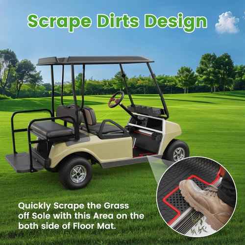 10L0L Golf Cart Club Car Floor Mat 6mm Thick Rubber Full Coverage Liner Mats Replacement,Non-Slip Heavy-Duty, Easy to Clean, Fits Club Car DS 1982-2013 / Villager 1982-2018 (Red/Black)