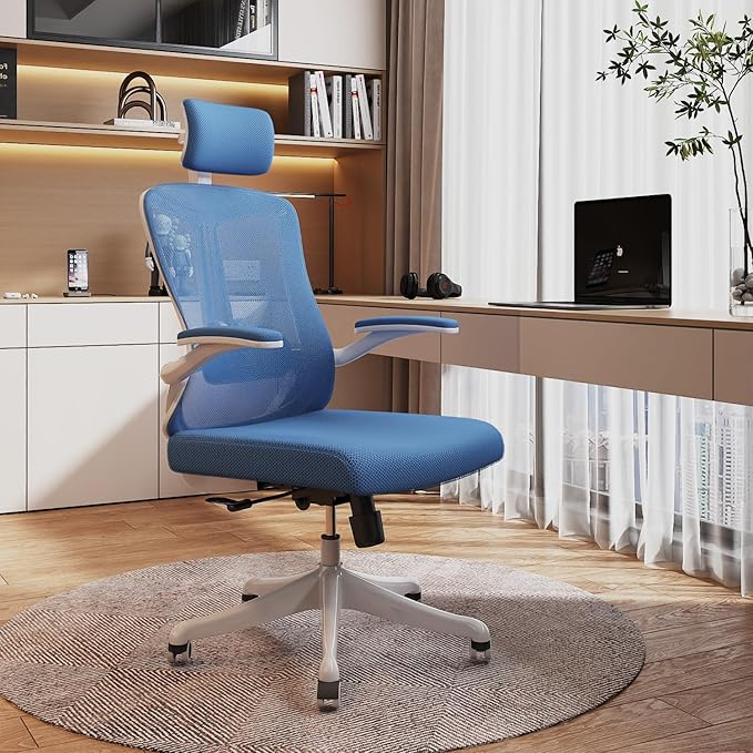 balmstar Office Chair,Ergonomic Comfy Home Desk Chair with 350LBS Capacity,High Back Gaming Chair with Wheels,Mesh Computer Chair,Lumbar Support, Adjustable Headrest,Flip-up Armrest