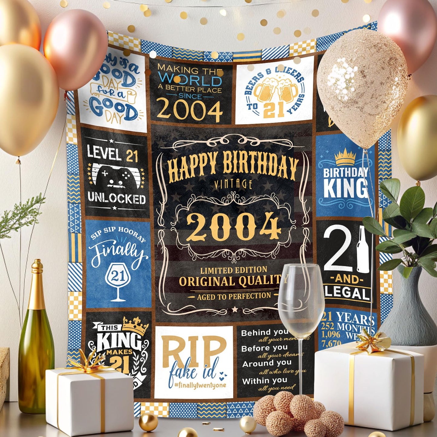 21st Birthday Gifts for Him, Cool 21st Birthday Gifts for Boy, Presents for 21st Birthday Male, 21 Year Old Birthday Gifts for Him, Happy 21st Birthday Decorations for Men Throw Blanket 50" x 60"